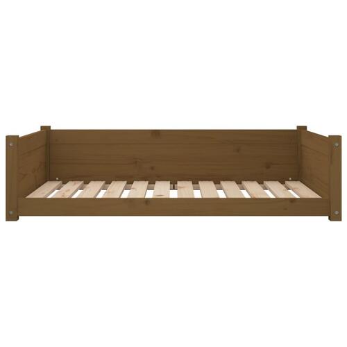 Hundeseng 105,5x75,5x28 cm massivt fyrretræ gyldenbrun