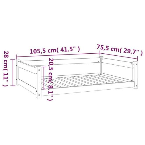 Hundeseng 105,5x75,5x28 cm massivt fyrretræ gyldenbrun