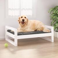 Hundeseng 75,5x55,5x28 cm massivt fyrretræ hvid