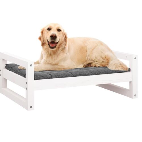 Hundeseng 75,5x55,5x28 cm massivt fyrretræ hvid