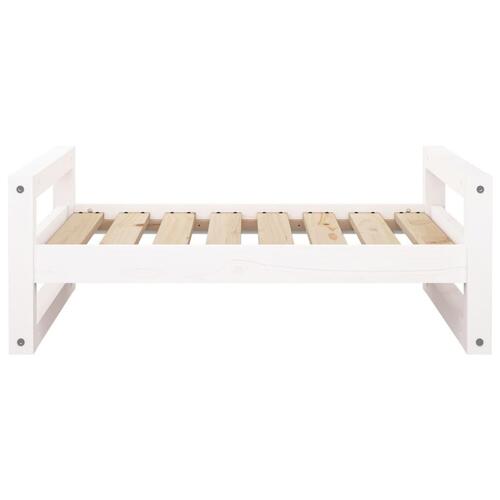 Hundeseng 75,5x55,5x28 cm massivt fyrretræ hvid