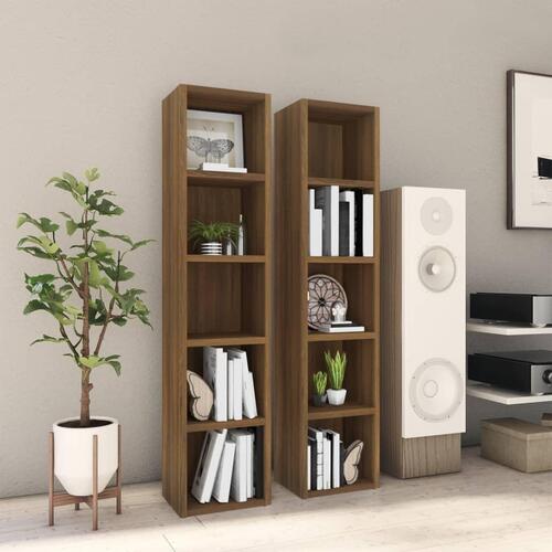 Cd-reoler 2 stk. 21x16x93,5 cm konstrueret træ brun egetræ