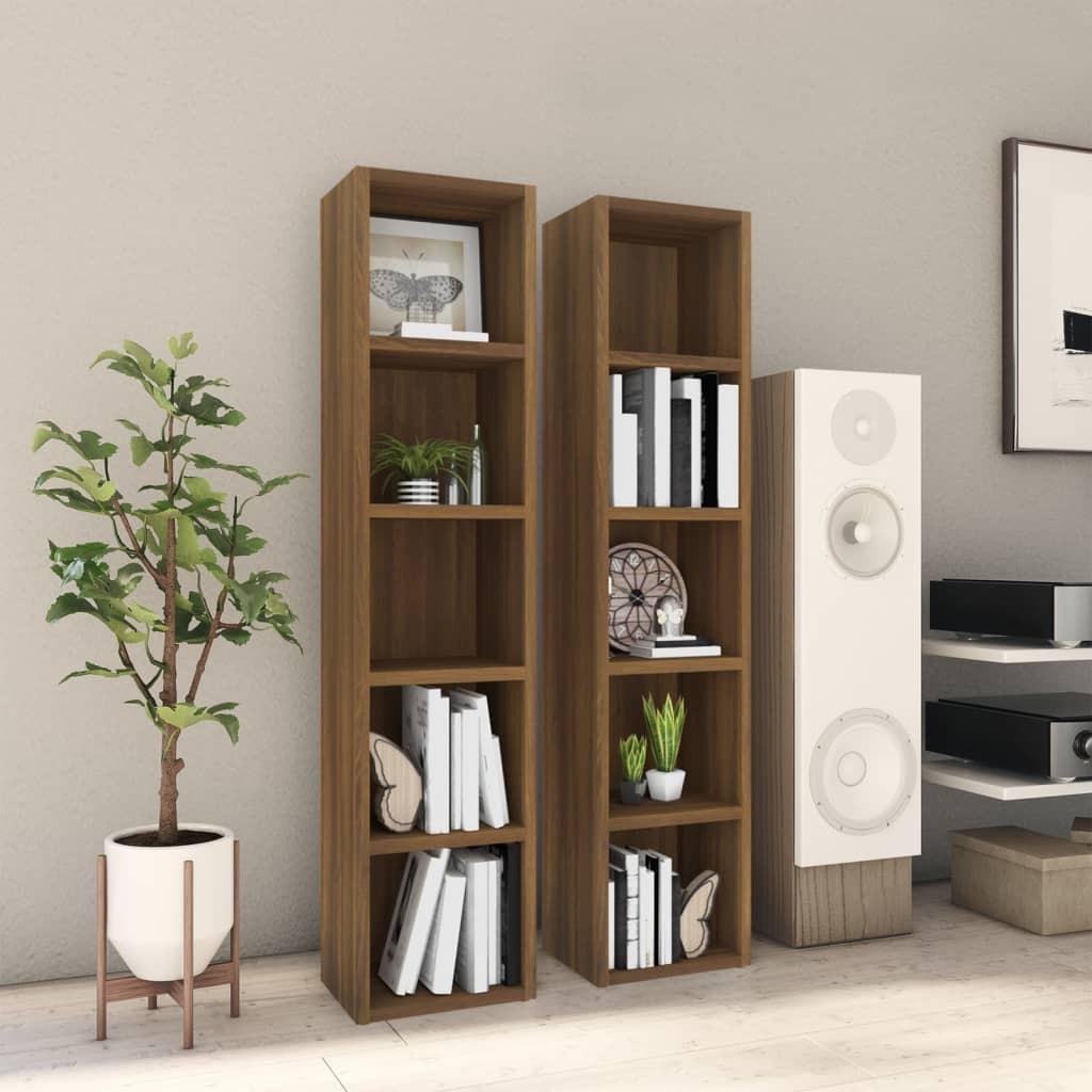 Cd-reoler 2 stk. 21x16x93,5 cm konstrueret træ brun egetræ