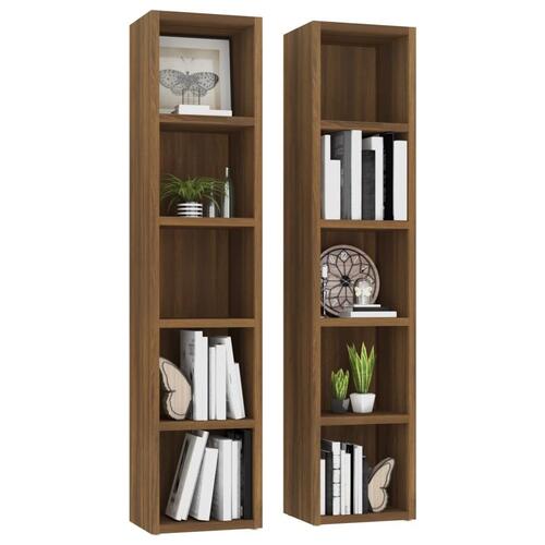 Cd-reoler 2 stk. 21x16x93,5 cm konstrueret træ brun egetræ