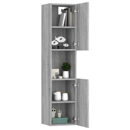 Badeværelsesskab 30x30x130 cm konstrueret træ grå sonoma-eg