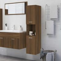 Badeværelsesskab 30x30x130 cm konstrueret træ brun egetræ