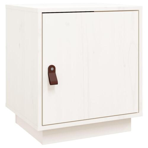 Sengebord 40x34x45 cm massivt fyrretræ hvid