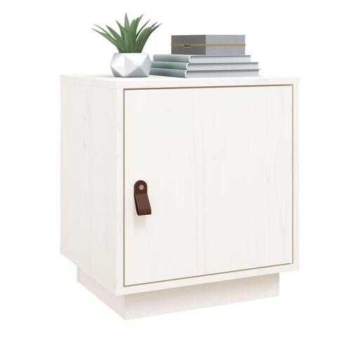 Sengebord 40x34x45 cm massivt fyrretræ hvid