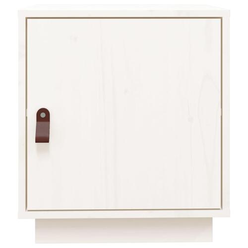 Sengebord 40x34x45 cm massivt fyrretræ hvid