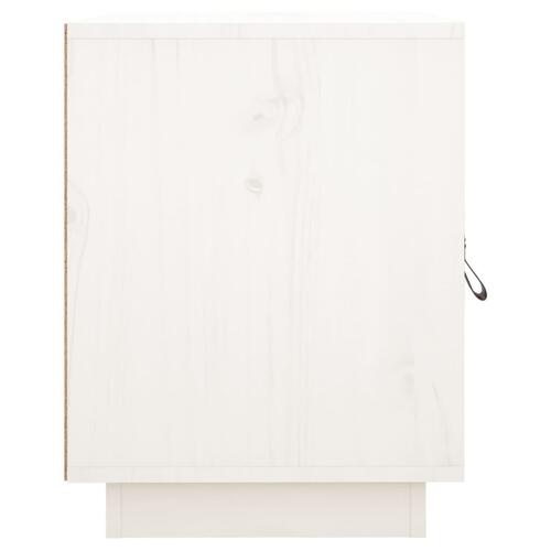 Sengebord 40x34x45 cm massivt fyrretræ hvid