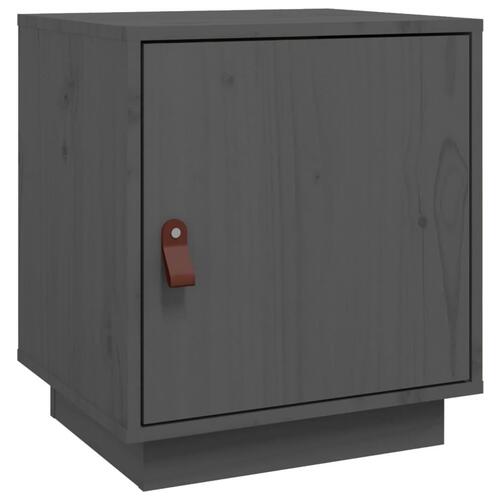 Sengebord 40x34x45 cm massivt fyrretræ grå