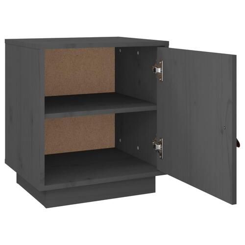 Sengebord 40x34x45 cm massivt fyrretræ grå