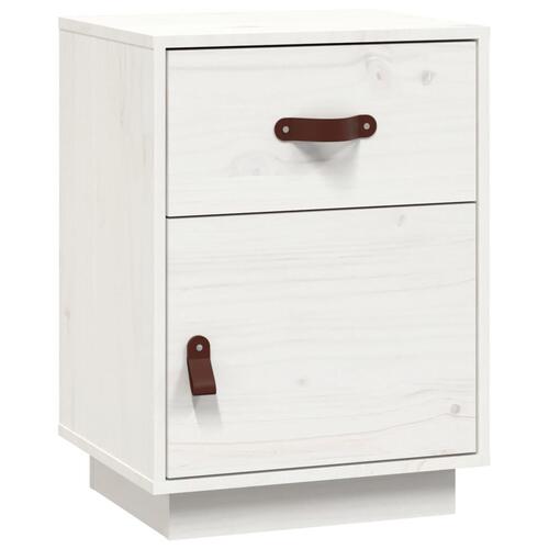 Sengebord 40x34x55 cm massivt fyrretræ hvid