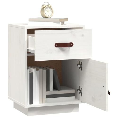 Sengebord 40x34x55 cm massivt fyrretræ hvid