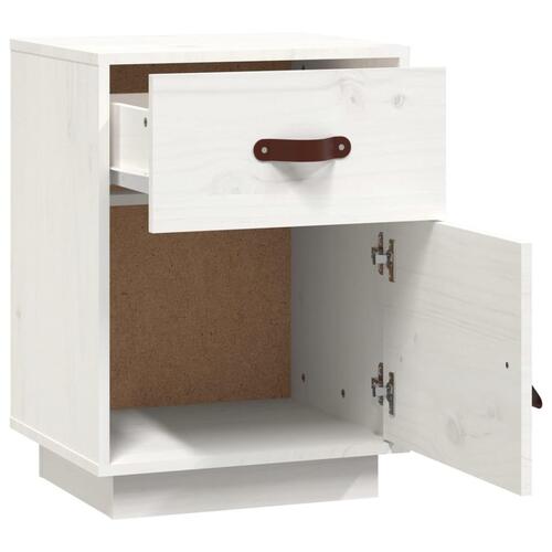 Sengebord 40x34x55 cm massivt fyrretræ hvid