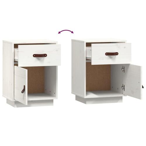 Sengebord 40x34x55 cm massivt fyrretræ hvid