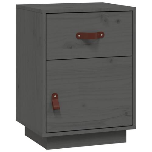 Sengebord 40x34x55 cm massivt fyrretræ grå