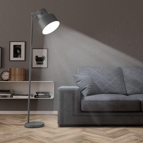 Gulvlampe E27 metal grå