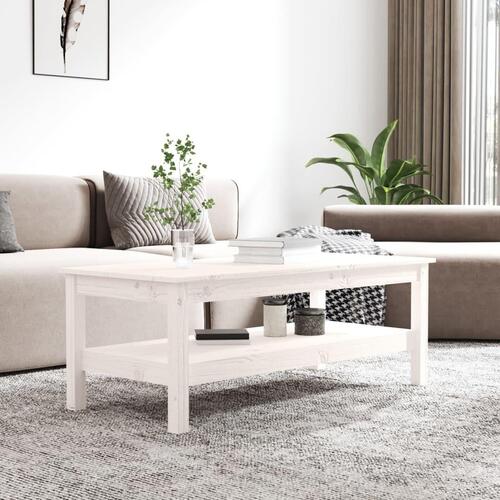 Sofabord 110x50x40 cm massivt fyrretræ hvid