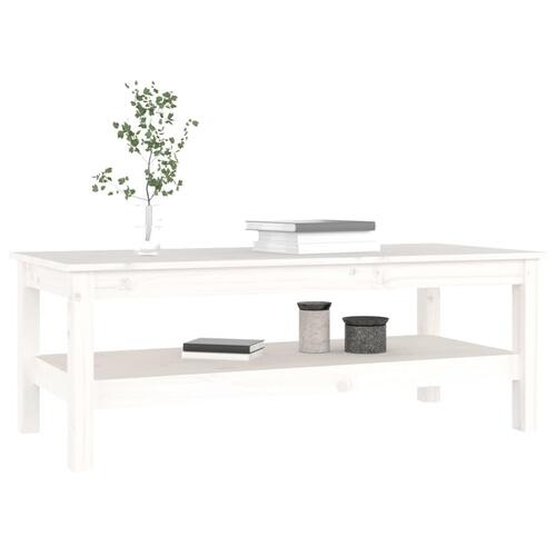 Sofabord 110x50x40 cm massivt fyrretræ hvid