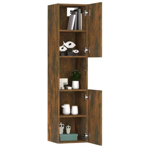 Badeværelsesskab 30x30x130 cm konstrueret træ røget egetræ