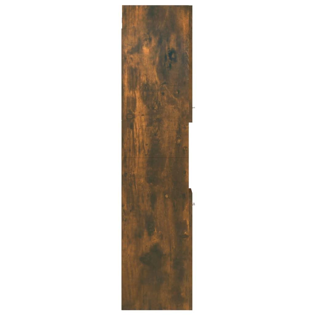 Badeværelsesskab 30x30x130 cm konstrueret træ røget egetræ