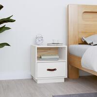 Sengebord 40x34x45 cm massivt fyrretræ hvid