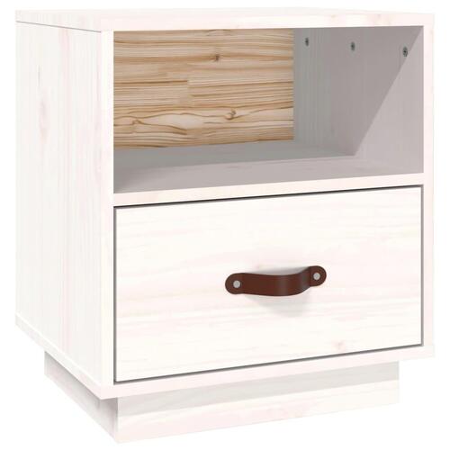 Sengebord 40x34x45 cm massivt fyrretræ hvid