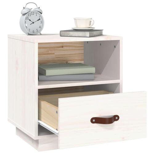 Sengebord 40x34x45 cm massivt fyrretræ hvid