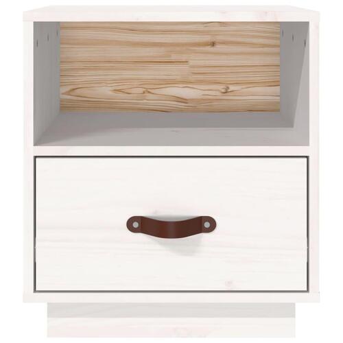 Sengebord 40x34x45 cm massivt fyrretræ hvid