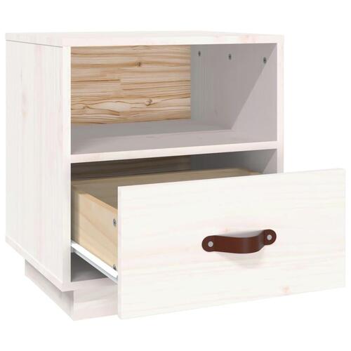 Sengebord 40x34x45 cm massivt fyrretræ hvid