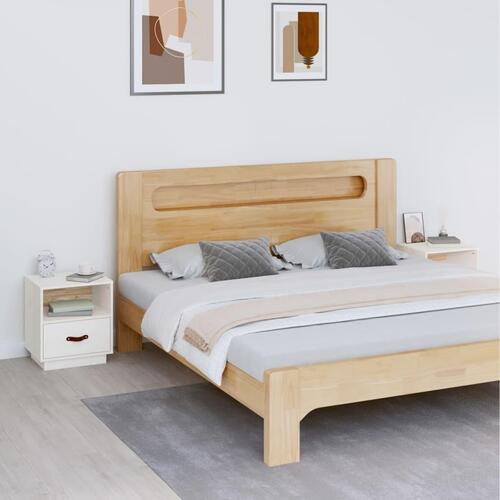 Sengeborde 2 stk. 40x34x45 cm massivt fyrretræ hvid