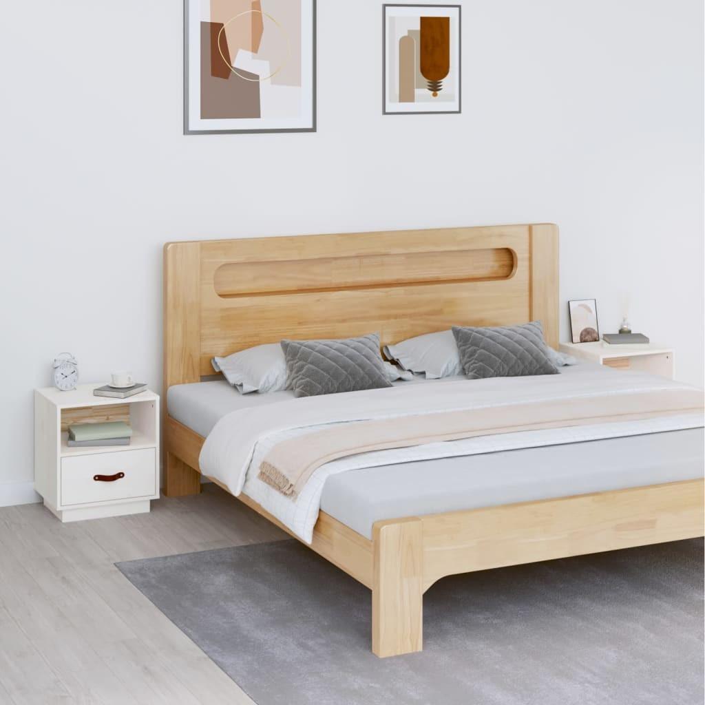 Sengeborde 2 stk. 40x34x45 cm massivt fyrretræ hvid