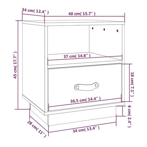 Sengeborde 2 stk. 40x34x45 cm massivt fyrretræ hvid