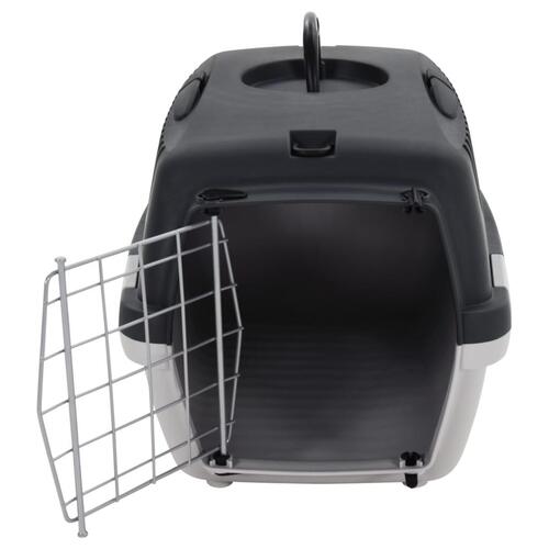 Transportbur til kæledyr 48x32x31 cm PP grå og sort