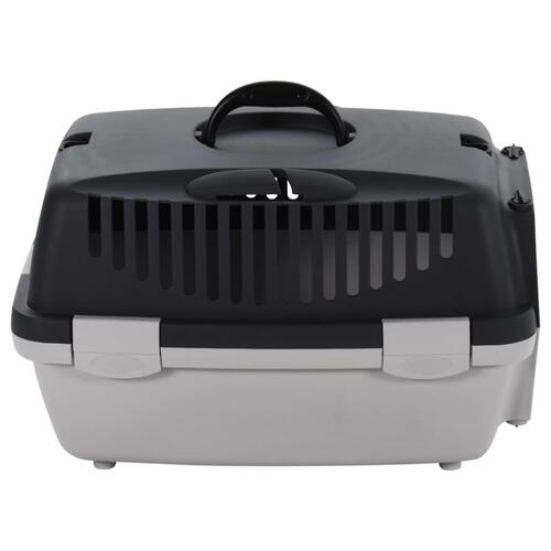 Transportbur til kæledyr 48x32x31 cm PP grå og sort
