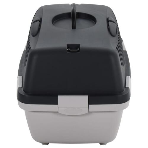 Transportbur til kæledyr 48x32x31 cm PP grå og sort