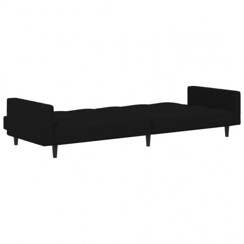 2-personers sovesofa med skammel mikrofiberstof sort