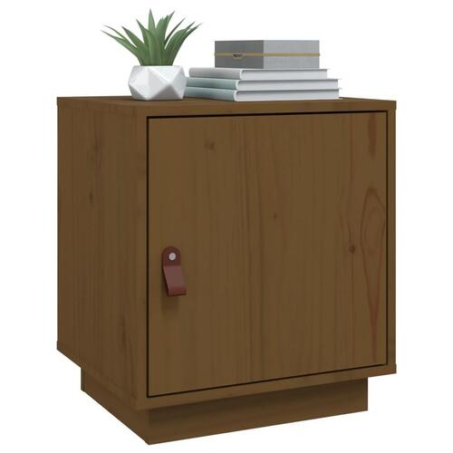 Sengebord 40x34x45 cm massivt fyrretræ gyldenbrun