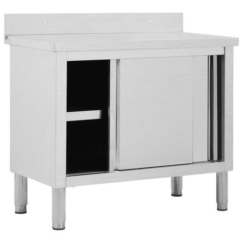 Arbejdsbord med skydelåger 100x50x(95-97) cm rustfrit stål