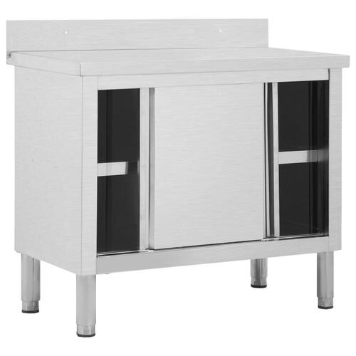 Arbejdsbord med skydelåger 100x50x(95-97) cm rustfrit stål