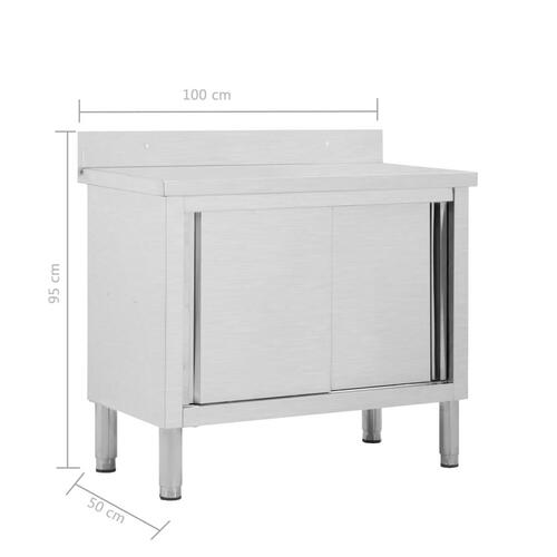 Arbejdsbord med skydelåger 100x50x(95-97) cm rustfrit stål