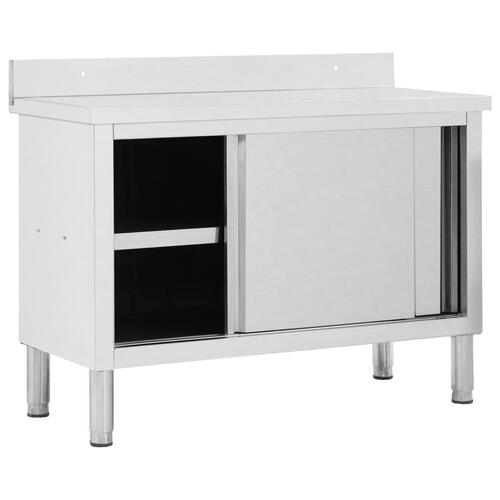 Arbejdsbord med skydelåger 120x50x(95-97) cm rustfrit stål