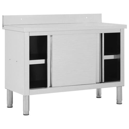 Arbejdsbord med skydelåger 120x50x(95-97) cm rustfrit stål