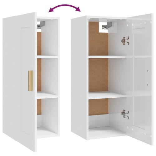 Vægskab 35x34x90 cm konstrueret træ hvid højglans