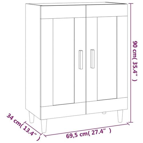 Skænk 69,5x34x90 cm konstrueret træ brun egetræsfarve