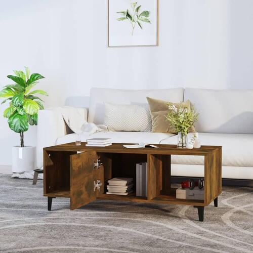 Sofabord 102x50x40 cm konstrueret træ røget egetræsfarve