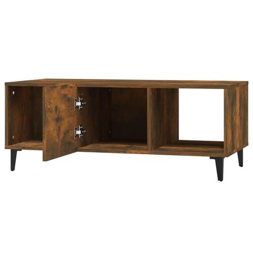 Sofabord 102x50x40 cm konstrueret træ røget egetræsfarve