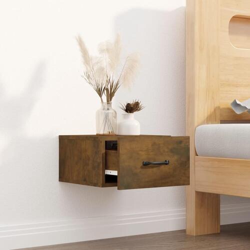 Væghængt sengebord 35x35x20 cm røget egetræsfarve