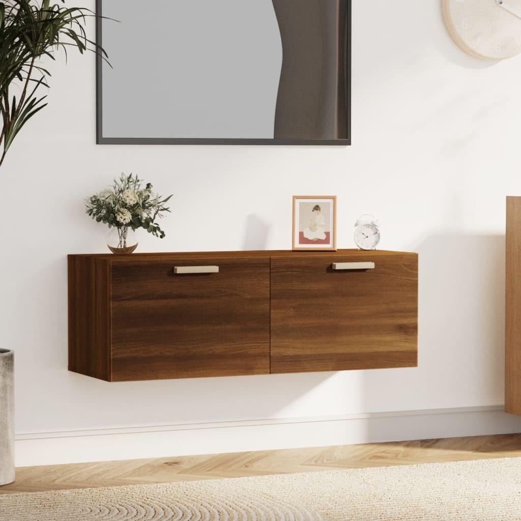 Vægskab 100x36,5x35 cm konstrueret træ brun egetræsfarve